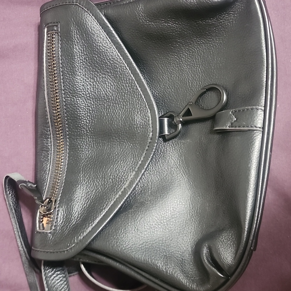 Aimee Kestenberg Bali Black Leather Hobo Shoulder Bag Purse Satchel Handbag